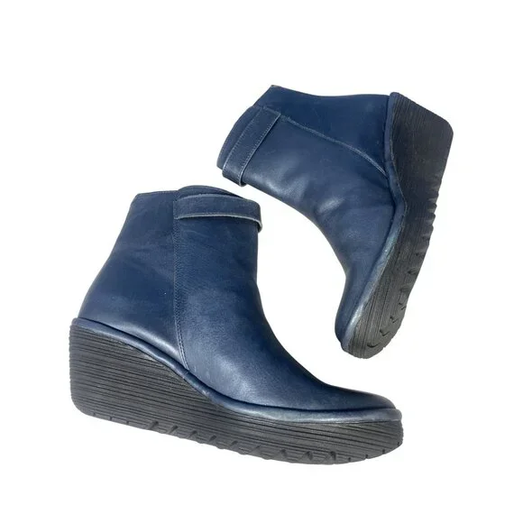 NWT Fly London Yava Ankle Boots EU 41 US 10/10.5 Gray Blue New MSRP$225 - Picture 4 of 16